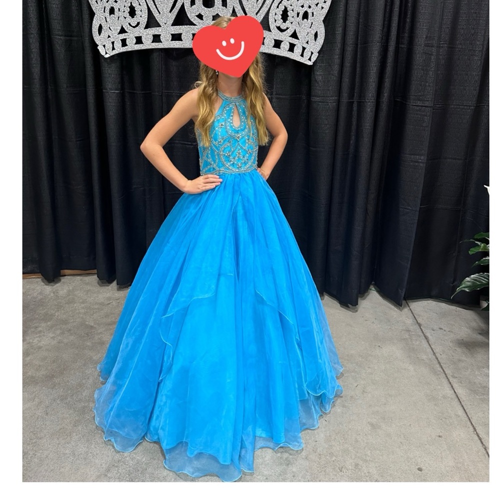 Pageant dress blue - girls size 12- Rachel Allan